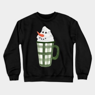 Hot Chocolate Snowman - green checkered pattern mug Crewneck Sweatshirt